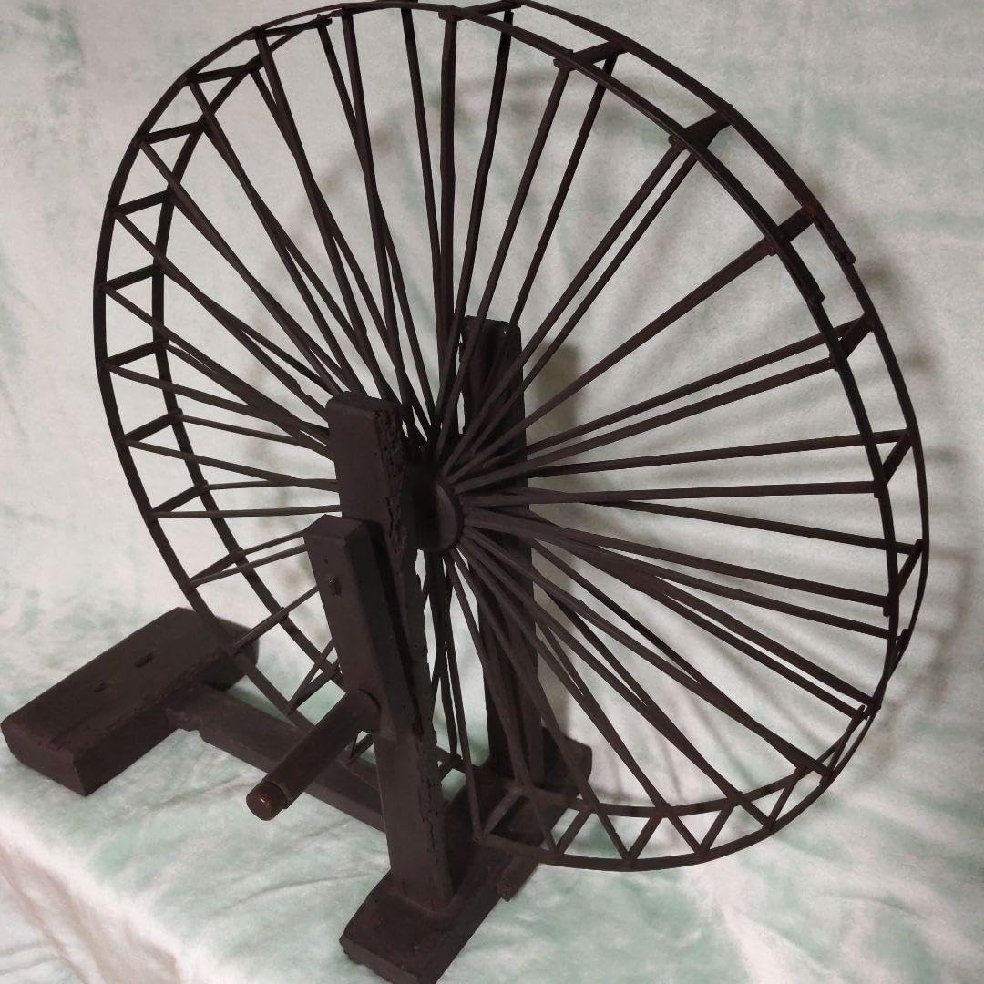 糸車 古民具 木＆竹製 アンティーク装飾品 レイアウト提案 行燈添え